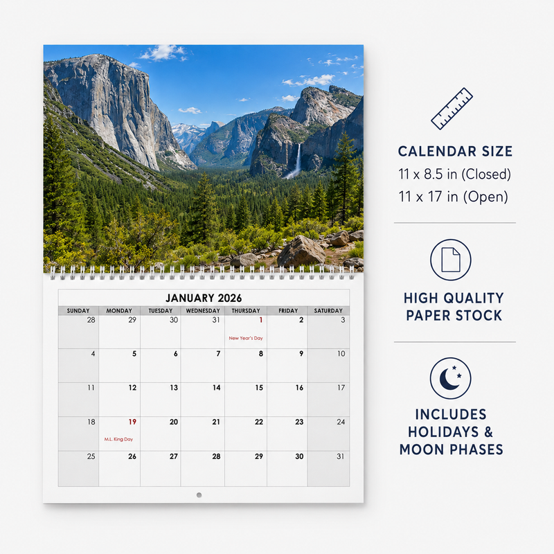 2027 National Parks Wall Calendar, 18-Month July 2026-Dec 2027 Monthly Calendar, Gift for National Park Lovers