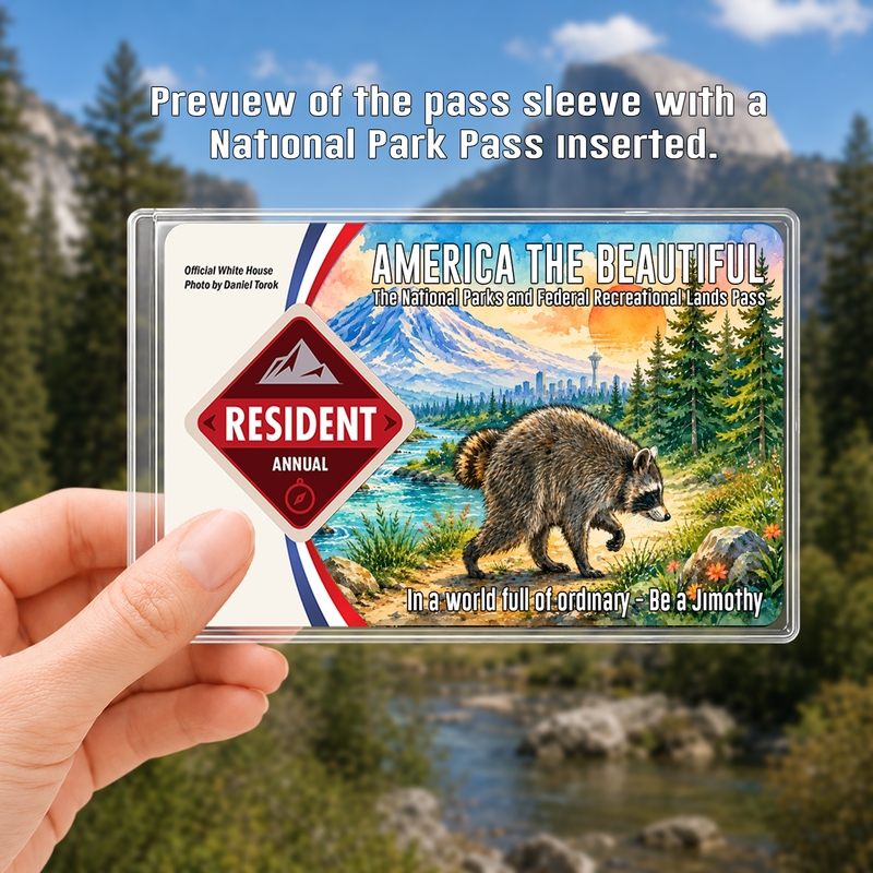 Jimothy Raccoon National Park Pass Sleeve, America the Beautiful Pass Holder, Gift for Hiker