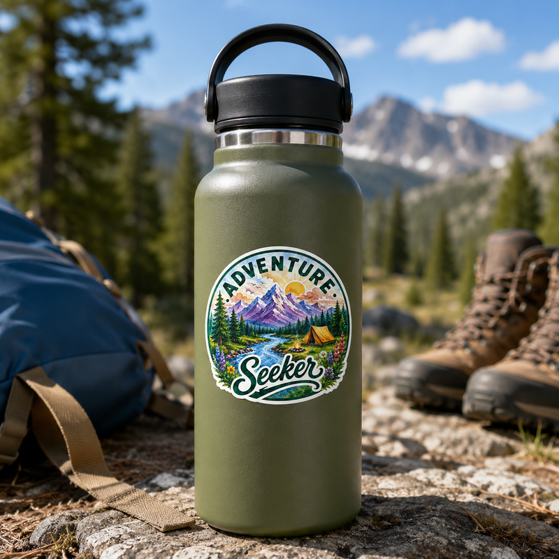 Hiking & Camping Sticker, Gift for Nature Lovers