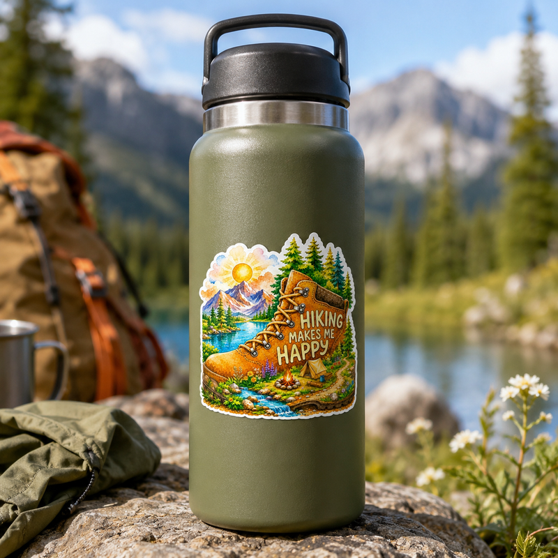 Hiking & Camping Sticker, Gift for Nature Lovers