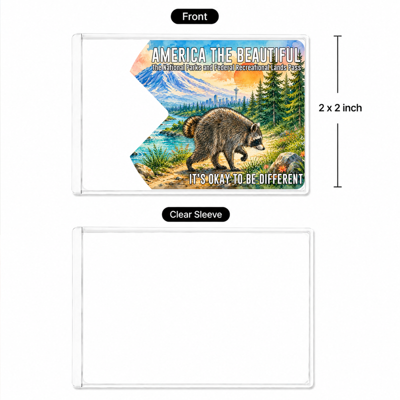 Jimothy Raccoon National Park Pass Sleeve, America the Beautiful Pass Holder, Funny Hiker Gift