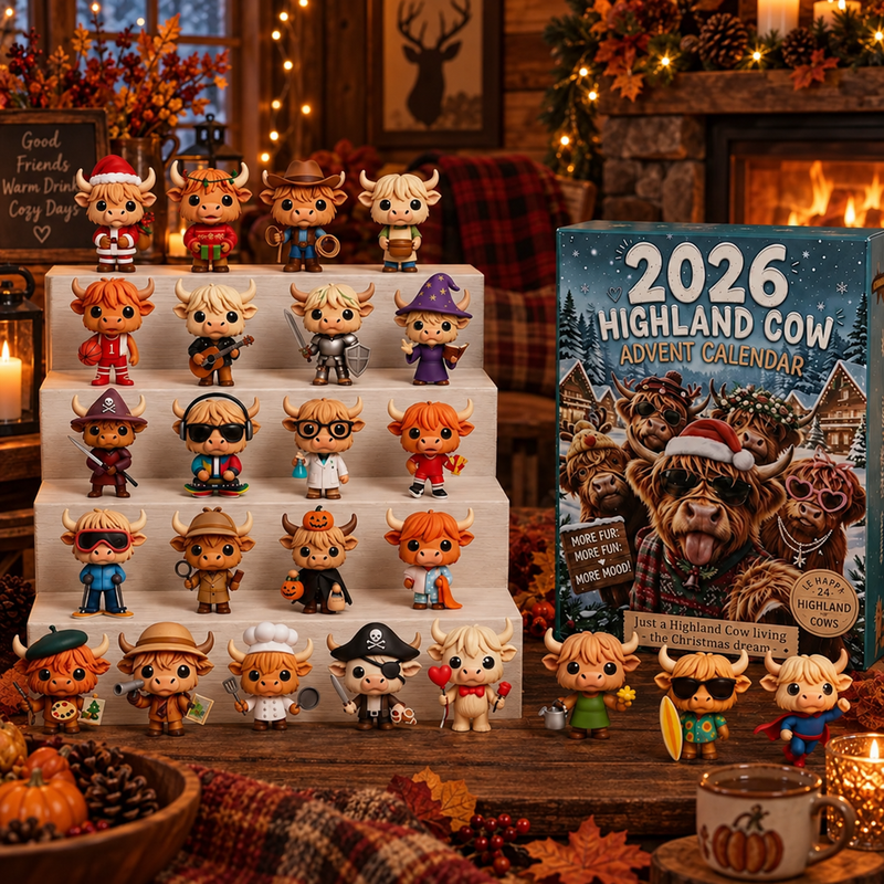 2026 Highland Cow Advent Calendar, Halloween Gift & Fall Decor