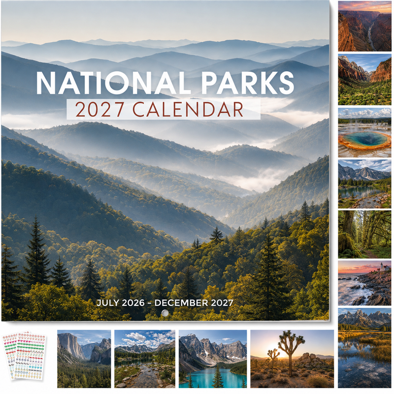 2027 National Parks Wall Calendar, 18-Month July 2026-Dec 2027 Monthly Calendar, Gift for National Park Lovers