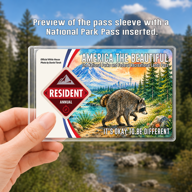 Jimothy Raccoon National Park Pass Sleeve, America the Beautiful Pass Holder, Funny Hiker Gift