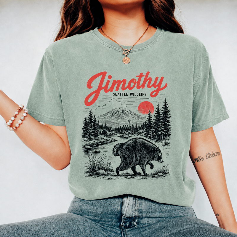 Jimothy Raccoon Shirt, Funny Seattle Wildlife Tee, Vintage Pacific Northwest Comfort Colors T-Shirt
