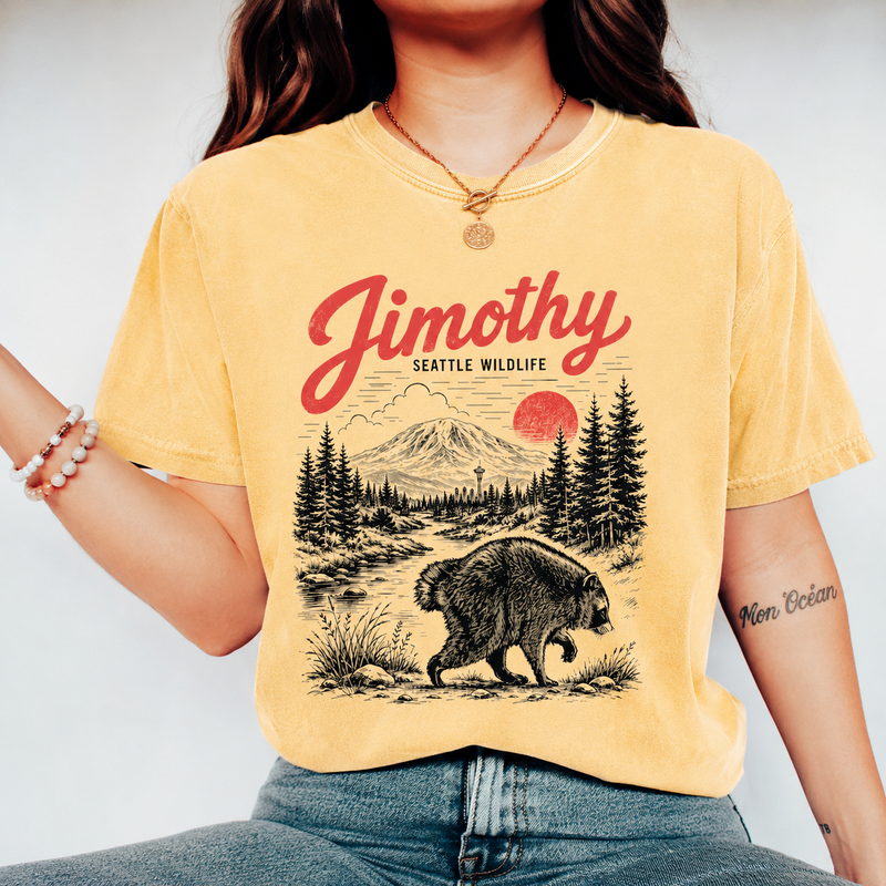 Jimothy Raccoon Shirt, Funny Seattle Wildlife Tee, Vintage Pacific Northwest Comfort Colors T-Shirt