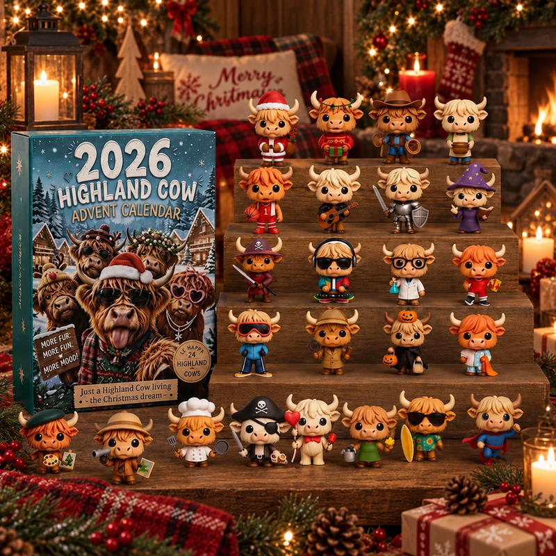 2026 Highland Cow Advent Calendar, Halloween Gift & Fall Decor