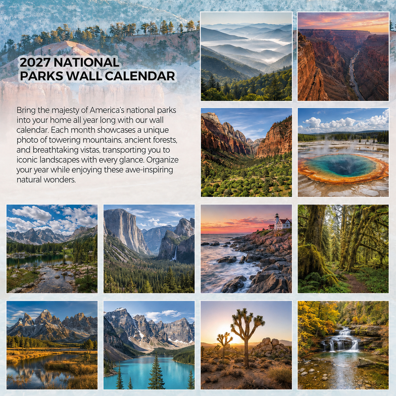 2027 National Parks Wall Calendar, 18-Month July 2026-Dec 2027 Monthly Calendar, Gift for National Park Lovers