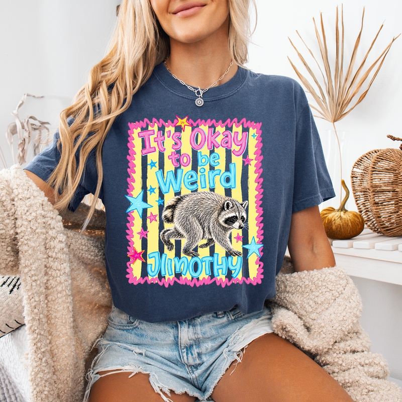 It’s Okay to Be Weird Jimothy Raccoon Shirt, Funny Trash Panda Comfort Colors Tee, Retro Animal Lover Gift