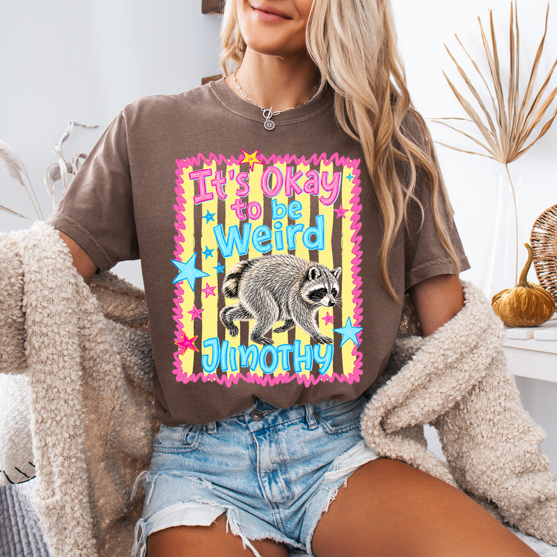 It’s Okay to Be Weird Jimothy Raccoon Shirt, Funny Trash Panda Comfort Colors Tee, Retro Animal Lover Gift