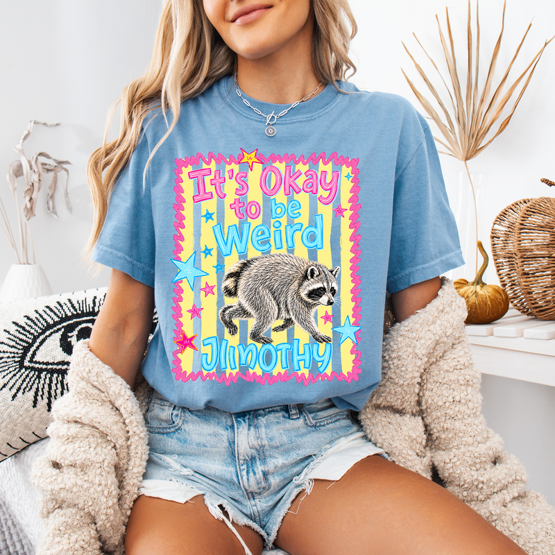 It’s Okay to Be Weird Jimothy Raccoon Shirt, Funny Trash Panda Comfort Colors Tee, Retro Animal Lover Gift