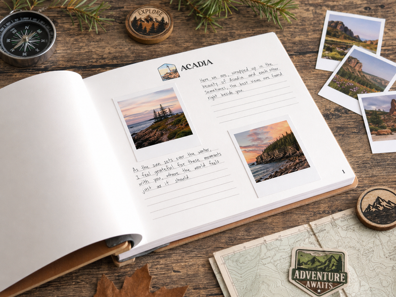 Personalized USA National Parks Adventure Book, Wooden Travel Journal & Photo Album, Gift for Hikers