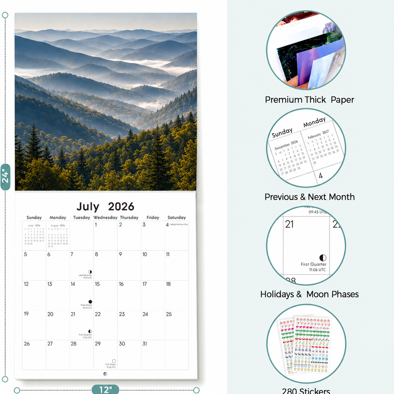 2027 National Parks Wall Calendar, 18-Month July 2026-Dec 2027 Monthly Calendar, Gift for National Park Lovers