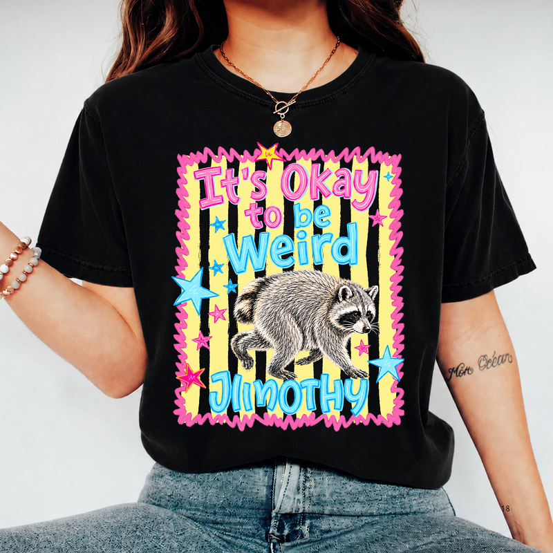 It’s Okay to Be Weird Jimothy Raccoon Shirt, Funny Trash Panda Comfort Colors Tee, Retro Animal Lover Gift