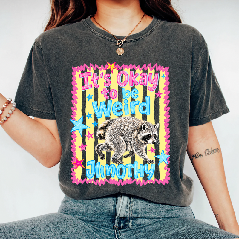 It’s Okay to Be Weird Jimothy Raccoon Shirt, Funny Trash Panda Comfort Colors Tee, Retro Animal Lover Gift