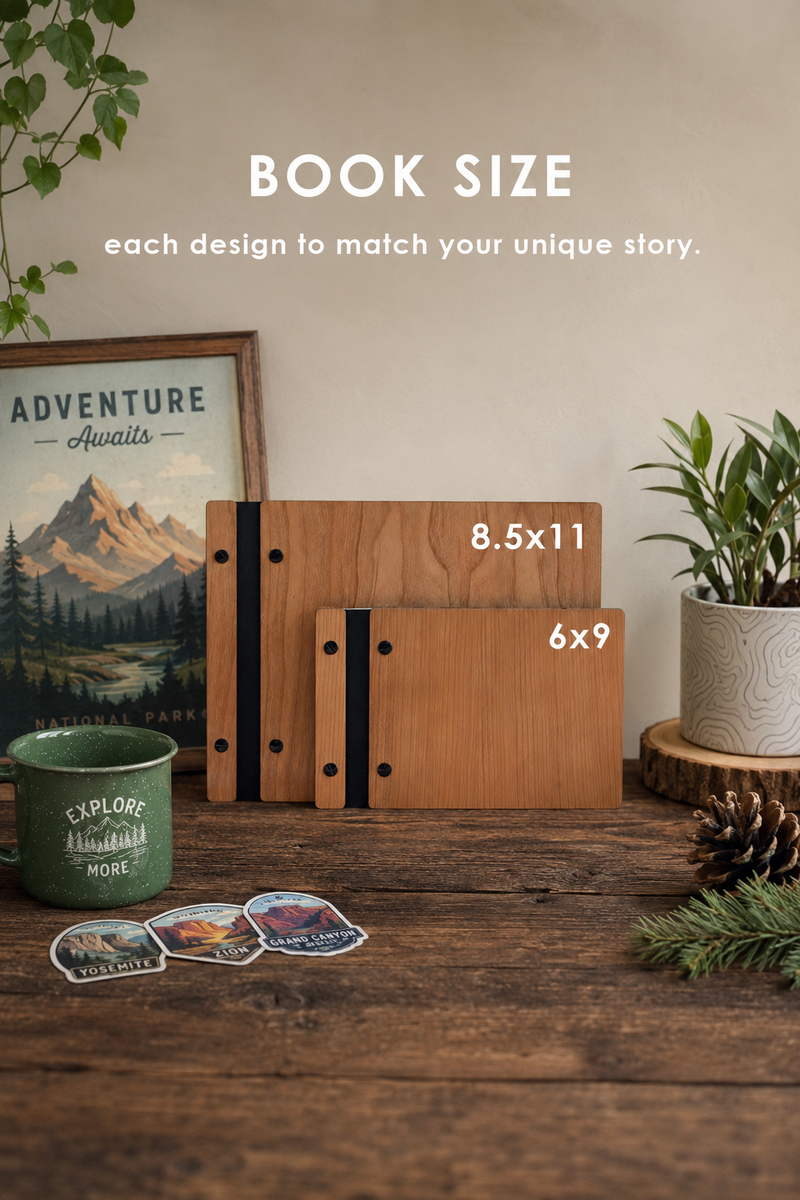Personalized America National Parks Adventure Book, Wooden Travel Journal & Photo Album, Gift for Hikers