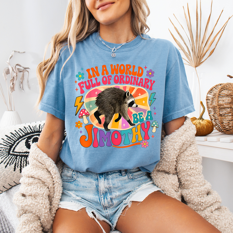 Jimothy Raccoon Shirt, In a World Full of Ordinary Retro Graphic Tee, Funny Animal Lover Gift