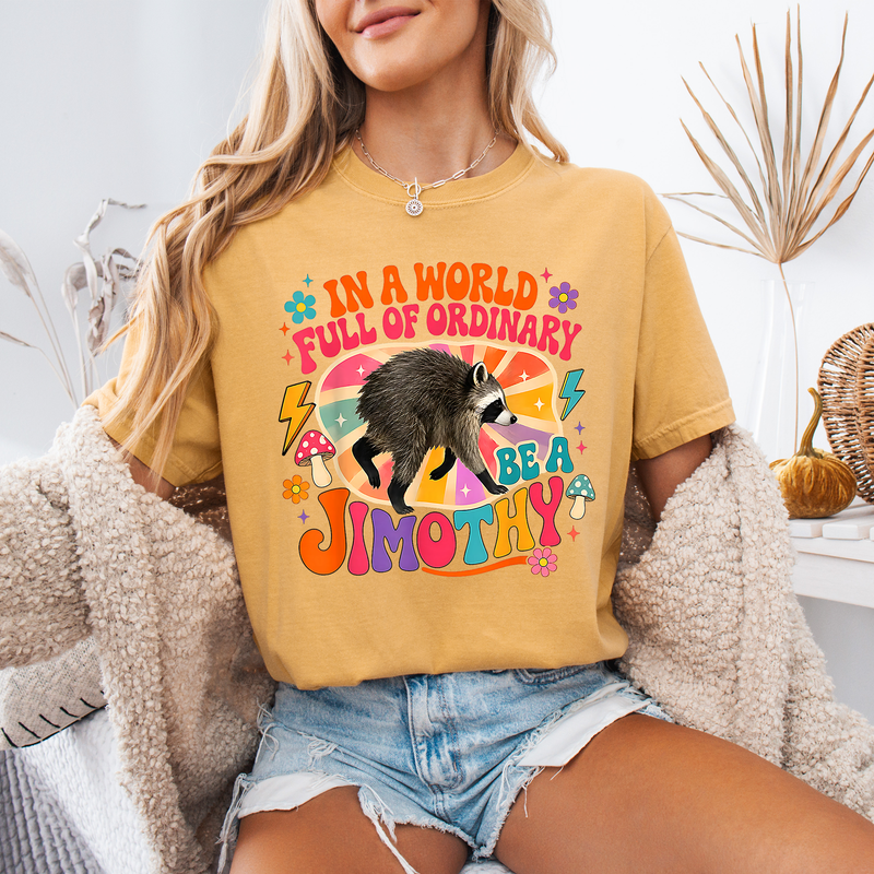 Jimothy Raccoon Shirt, In a World Full of Ordinary Retro Graphic Tee, Funny Animal Lover Gift