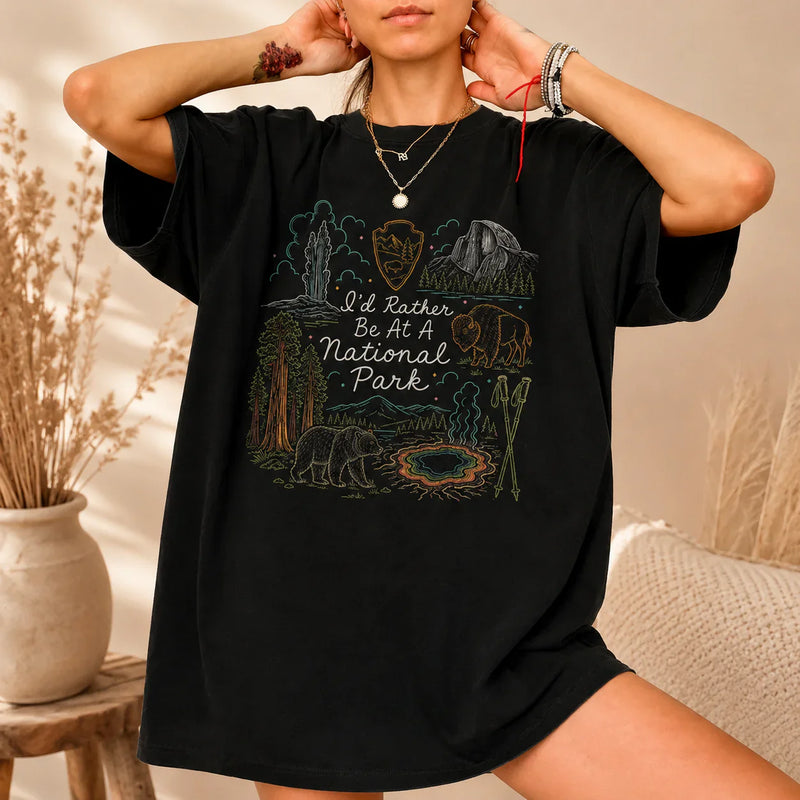 I'd Rather Be At A National Park Comfort Colors T-Shirt | Gift For Hikers & Campers