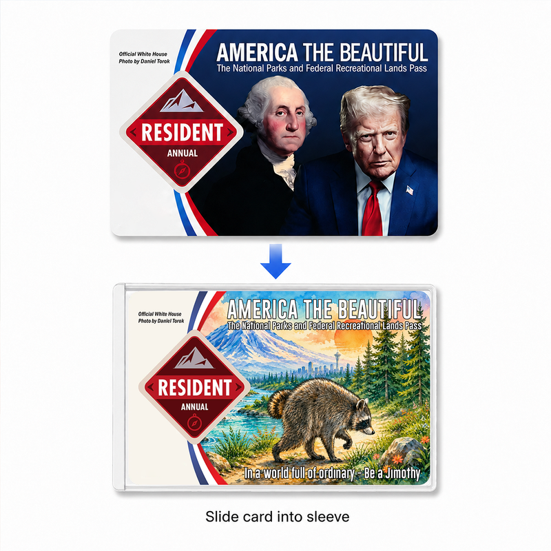 Jimothy Raccoon National Park Pass Sleeve, America the Beautiful Pass Holder, Gift for Hiker