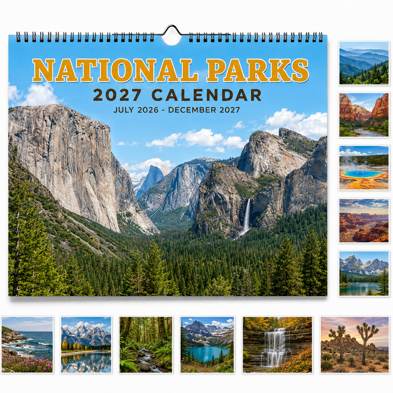 2027 National Parks Wall Calendar, 18-Month July 2026-Dec 2027 Monthly Calendar, Gift for National Park Lovers