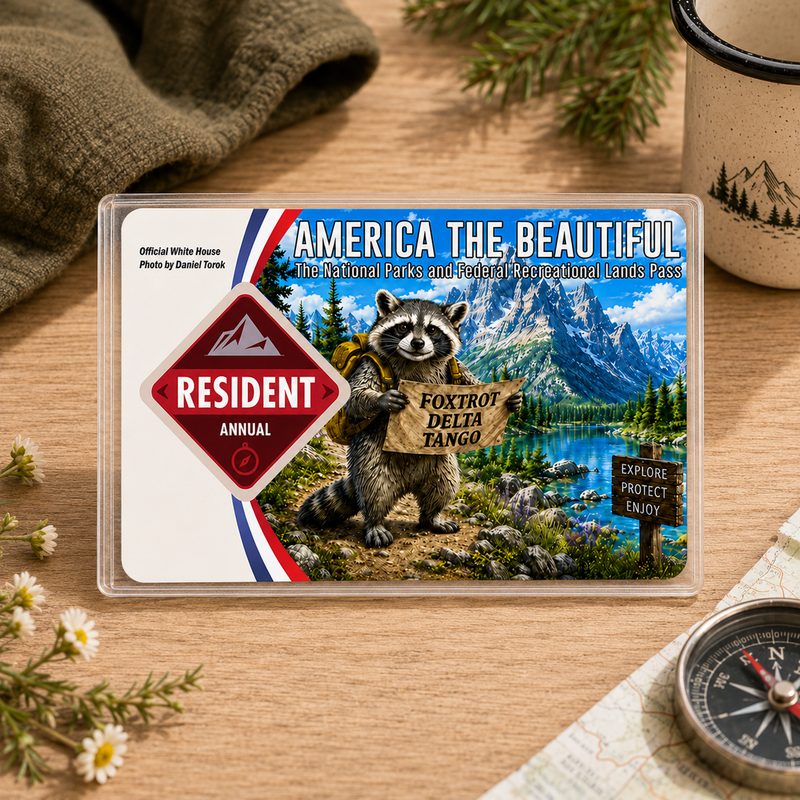 Funny Raccoon National Park Pass Sleeve | Hiking Camper Gift