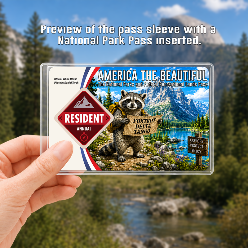 Funny Raccoon National Park Pass Sleeve | Hiking Camper Gift