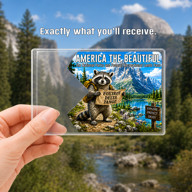 Funny Raccoon National Park Pass Sleeve | Hiking Camper Gift