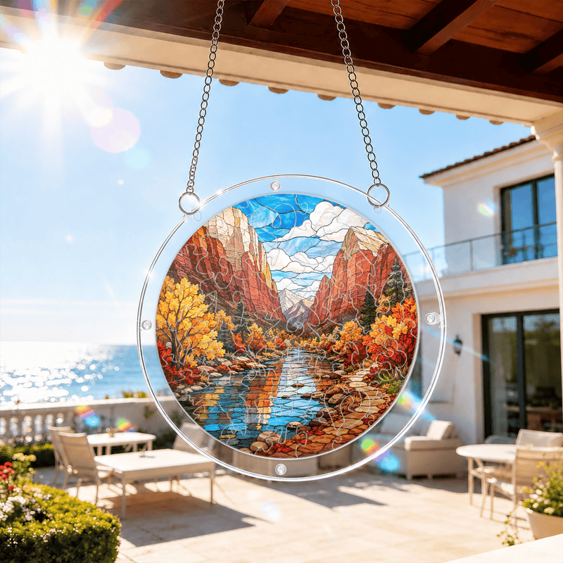 Zion National Park Acrylic Puzzle Suncatcher, Window Hanging Decor, Gift for Nature Lovers