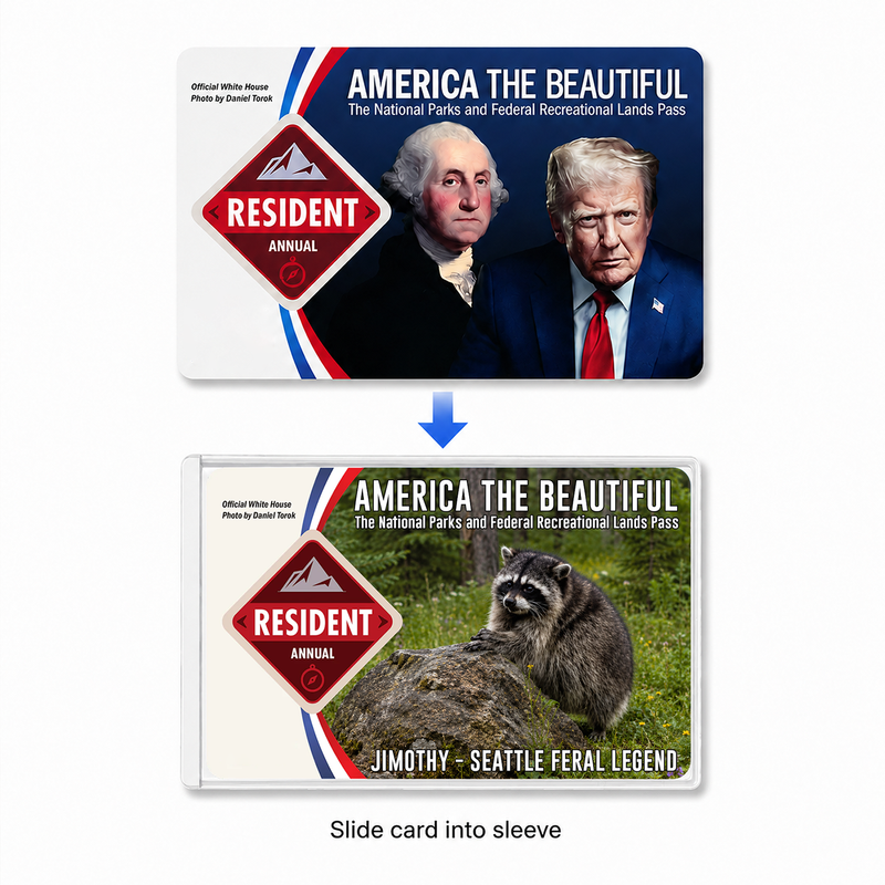 Jimothy Raccoon National Park Pass Sleeve, America the Beautiful Pass Holder, Gift for Hiker