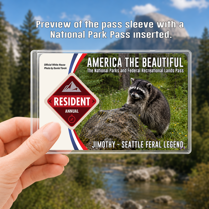 Jimothy Raccoon National Park Pass Sleeve, America the Beautiful Pass Holder, Gift for Hiker