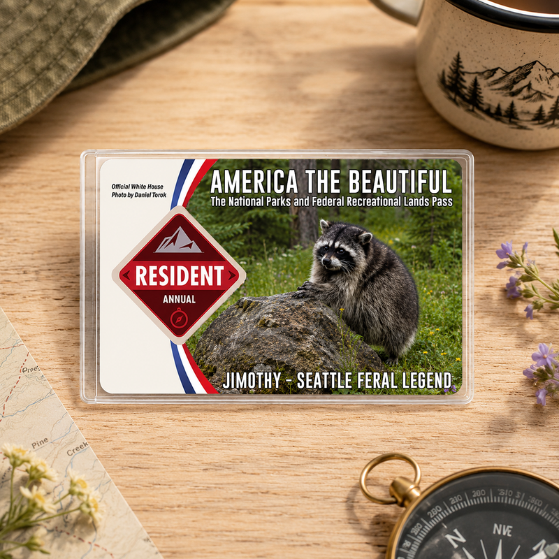 Jimothy Raccoon National Park Pass Sleeve, America the Beautiful Pass Holder, Gift for Hiker