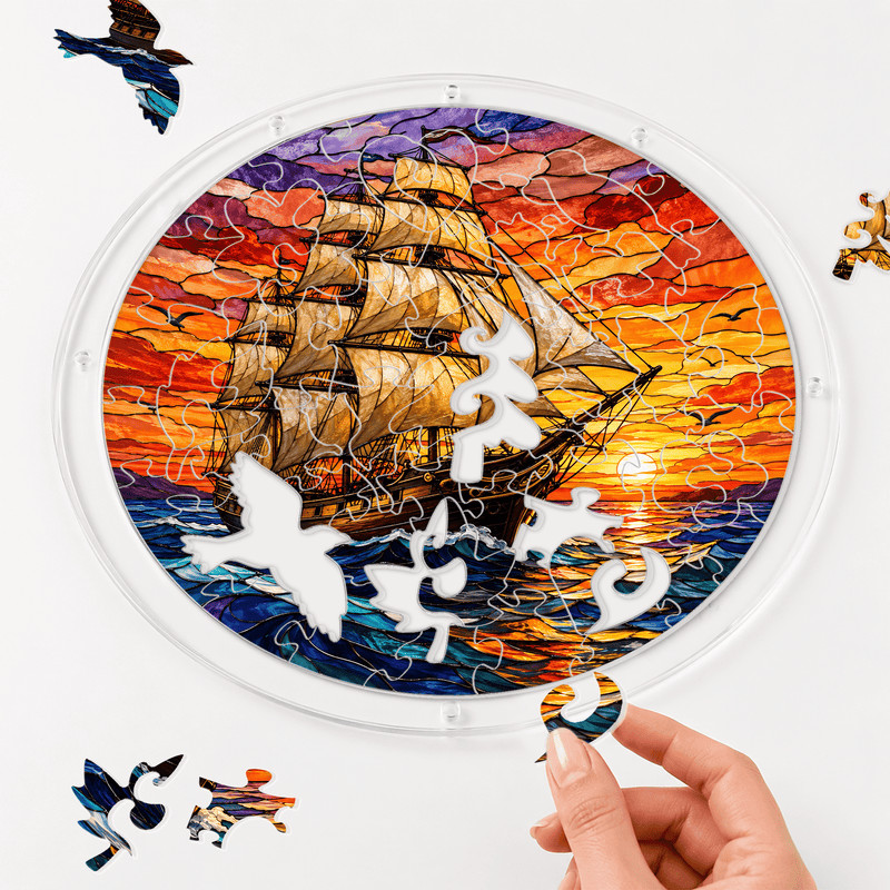 Tall Ship Acrylic Puzzle Suncatcher, Nautical Window Decor, Sailor Gift