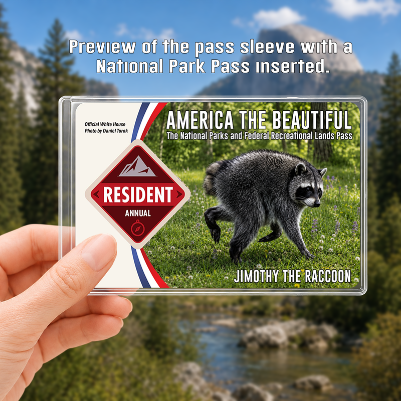 Jimothy Raccoon National Park Pass Holder, America the Beautiful Pass Sleeve, Hiker Gift