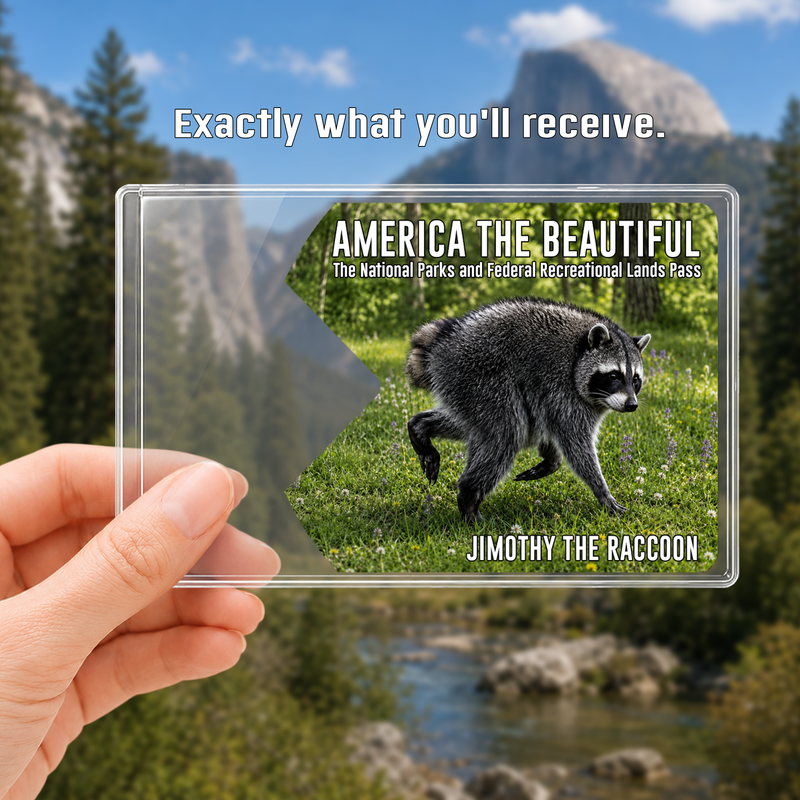 Jimothy Raccoon National Park Pass Holder, America the Beautiful Pass Sleeve, Hiker Gift