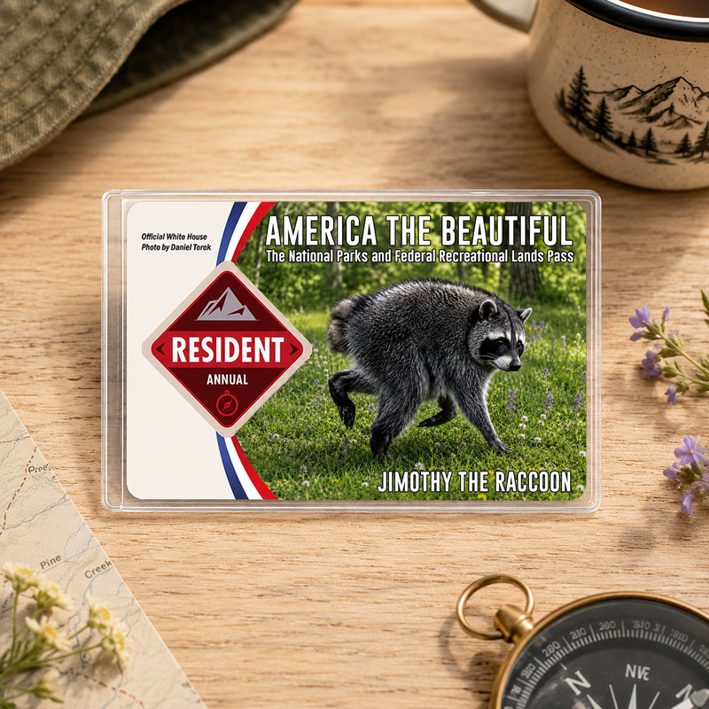 Jimothy Raccoon National Park Pass Holder, America the Beautiful Pass Sleeve, Hiker Gift