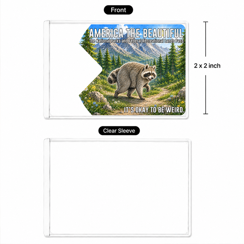 Jimothy Raccoon National Park Pass Sleeve, America the Beautiful Pass Holder, Funny Hiker & Camper Gift