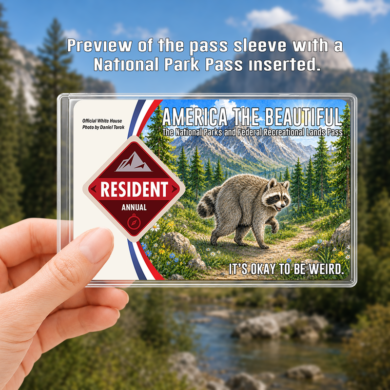 Jimothy Raccoon National Park Pass Sleeve, America the Beautiful Pass Holder, Funny Hiker & Camper Gift