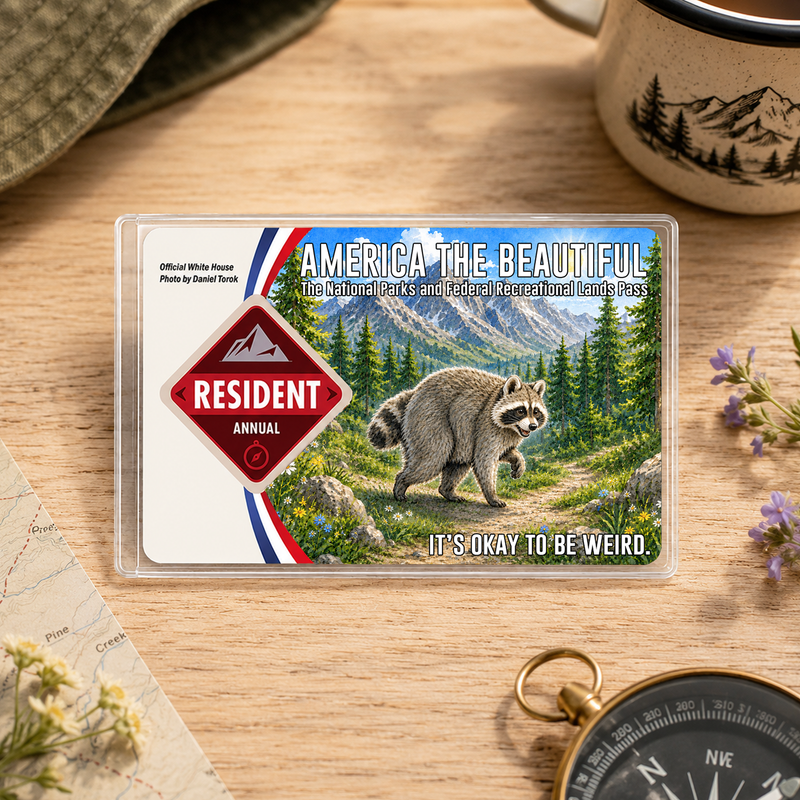 Jimothy Raccoon National Park Pass Sleeve, America the Beautiful Pass Holder, Funny Hiker & Camper Gift