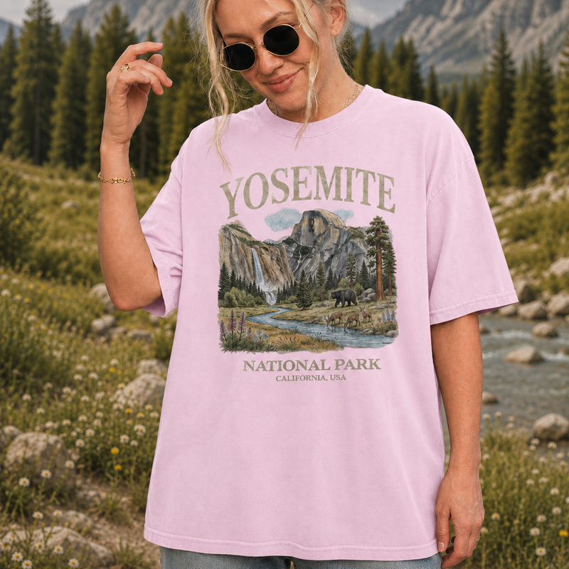 Yosemite National Park T-Shirt, Vintage Mountain Graphic Tee, Gift for Hikers and Campers