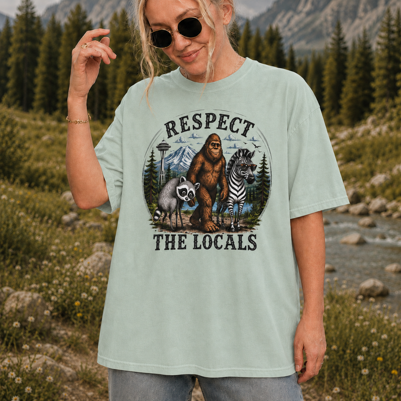 Respect the Locals T-Shirt, Bigfoot Jimothy Camping Shirt, Gift for Hikers