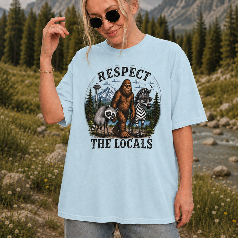 Respect the Locals T-Shirt, Bigfoot Jimothy Camping Shirt, Gift for Hikers