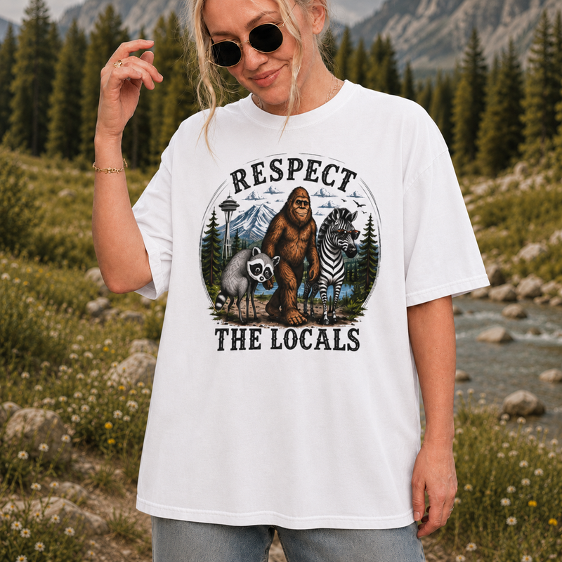 Respect the Locals T-Shirt, Bigfoot Jimothy Camping Shirt, Gift for Hikers