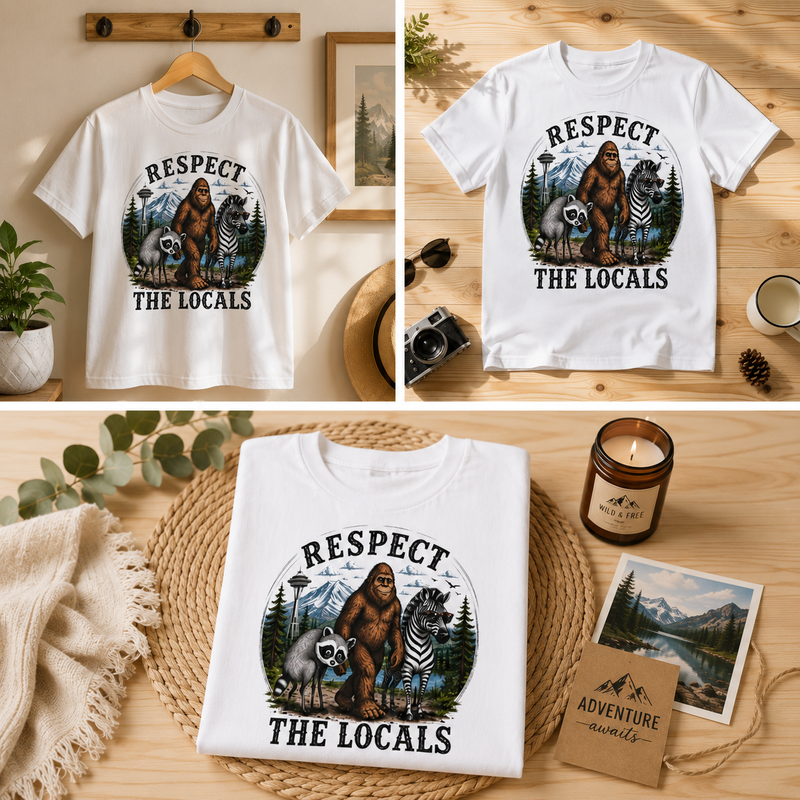 Respect the Locals T-Shirt, Bigfoot Jimothy Camping Shirt, Gift for Hikers