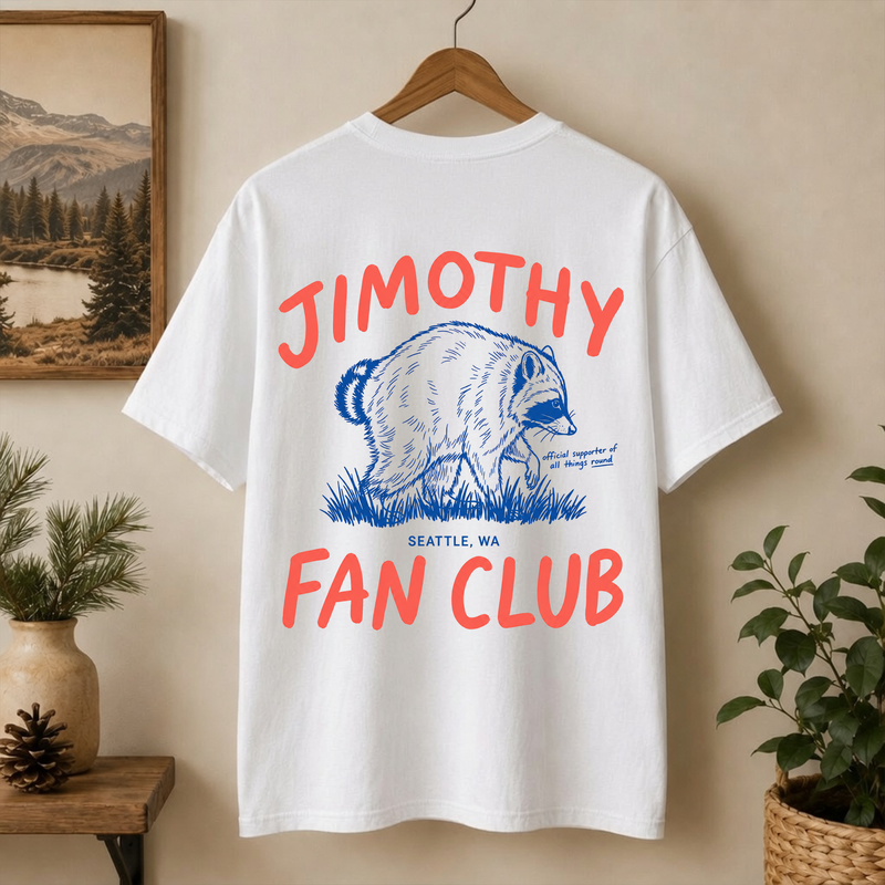 Jimothy Fan Club Raccoon Shirt, Comfort Colors Trash Panda Tee, Seattle Animal Lover Gift
