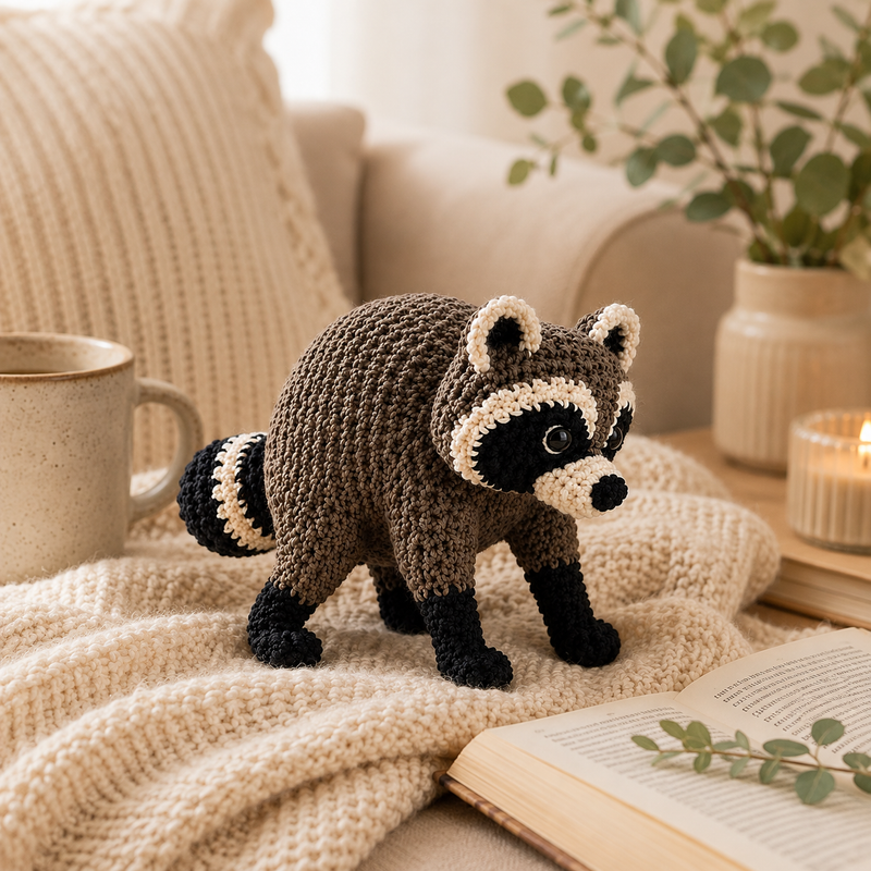 Jimothy Raccoon Crochet Keychain, Handmade Car Hanging Ornament, Cute Raccoon Lover Gift