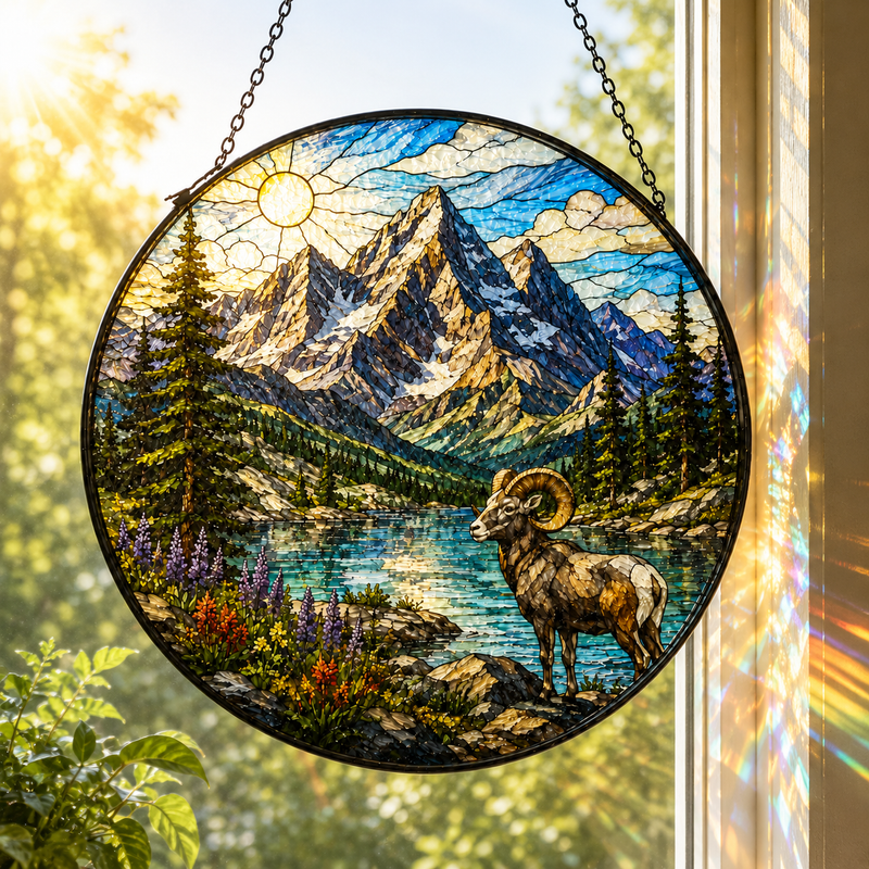 Rocky Mountain National Park Stained Glass Suncatcher, Window Hanging Decor, Gift for Nature Lovers