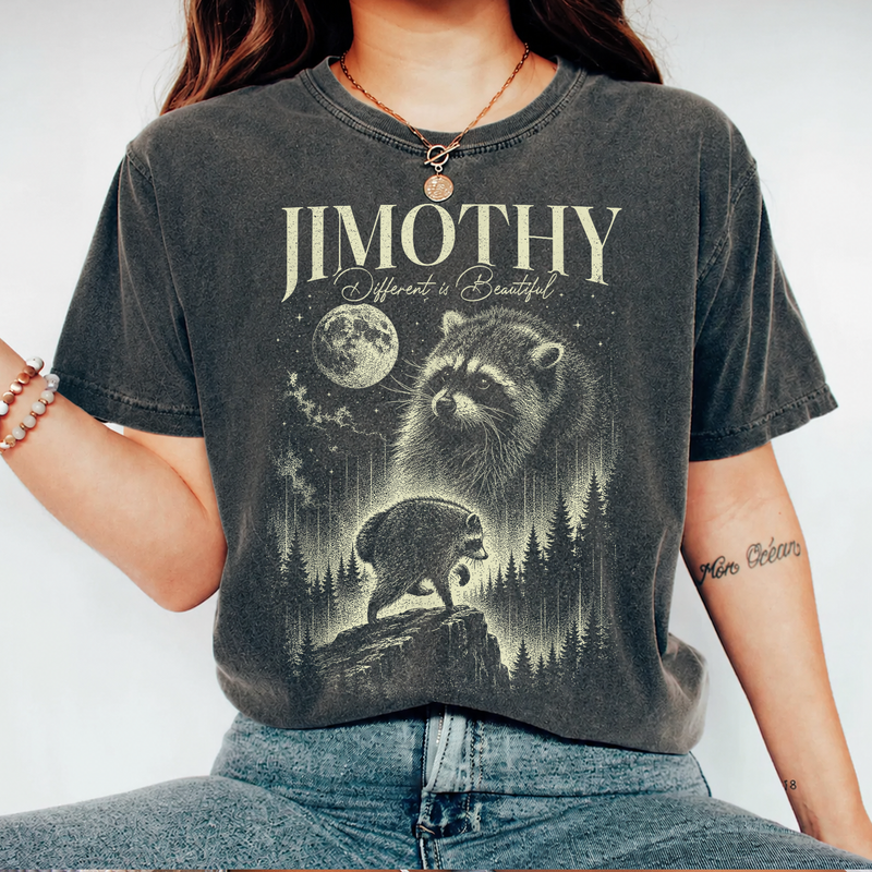 Vintage Jimothy Raccoon Shirt, Different Is Beautiful Comfort Colors Tee, Retro Moon Trash Panda Gift