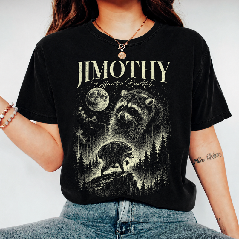 Vintage Jimothy Raccoon Shirt, Different Is Beautiful Comfort Colors Tee, Retro Moon Trash Panda Gift