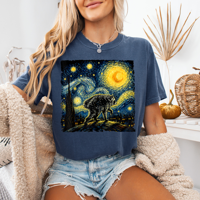 Starry Night Jimothy Raccoon Shirt, Comfort Colors Wildlife Art Tee, Animal Lover Gift